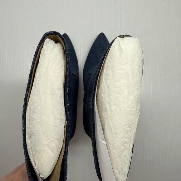 Lisa Vicky Denim Boots Size 7 Blue Arthaul-V Pointed Toe Mid Calf Heels Y2K NIB - Picture 8 of 13